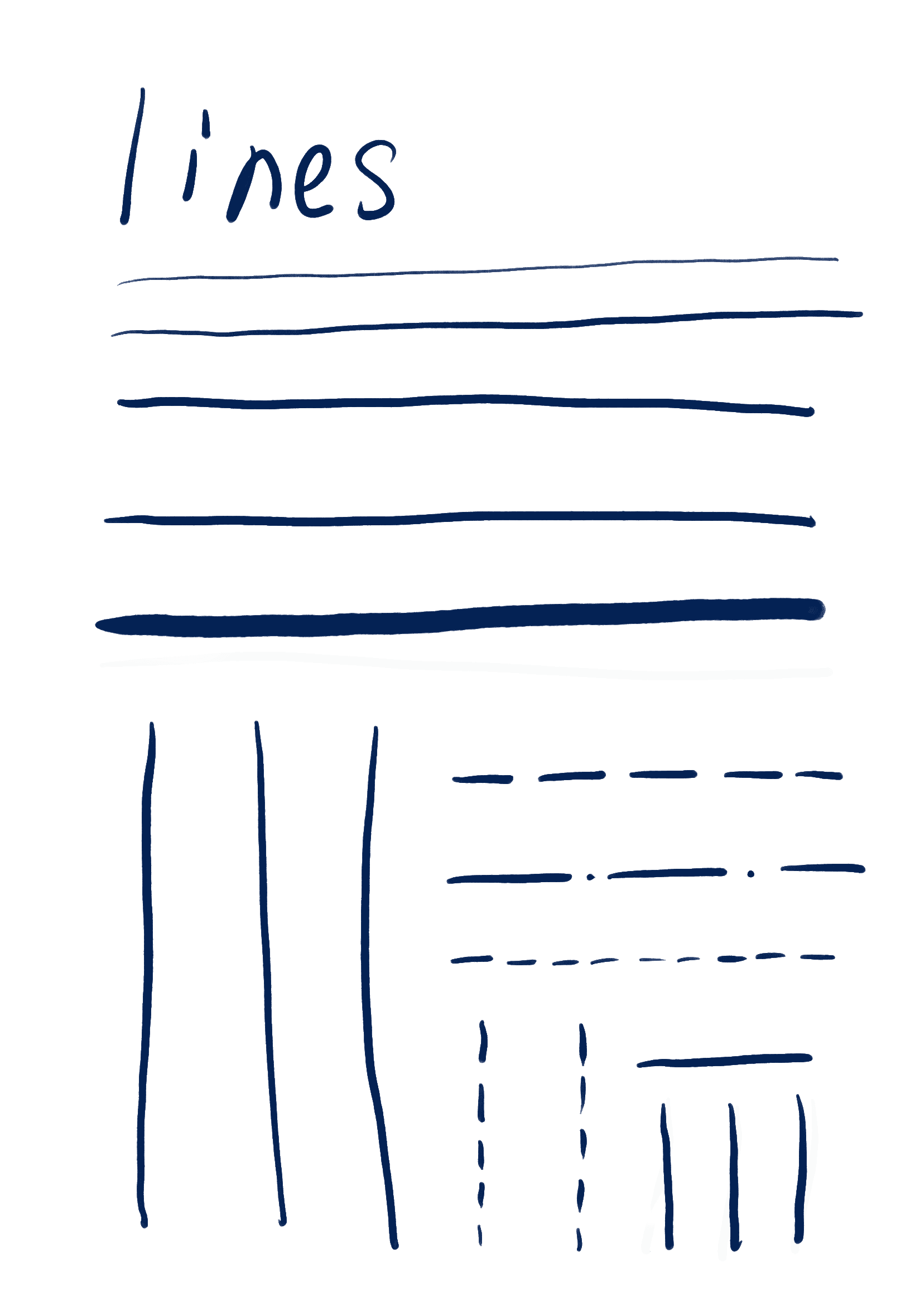 不同粗细、方向和虚实的手绘线条练习